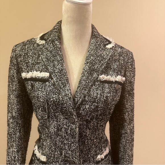 Talbots Tweed Fringe Hem Blazer - Picture 3 of 9